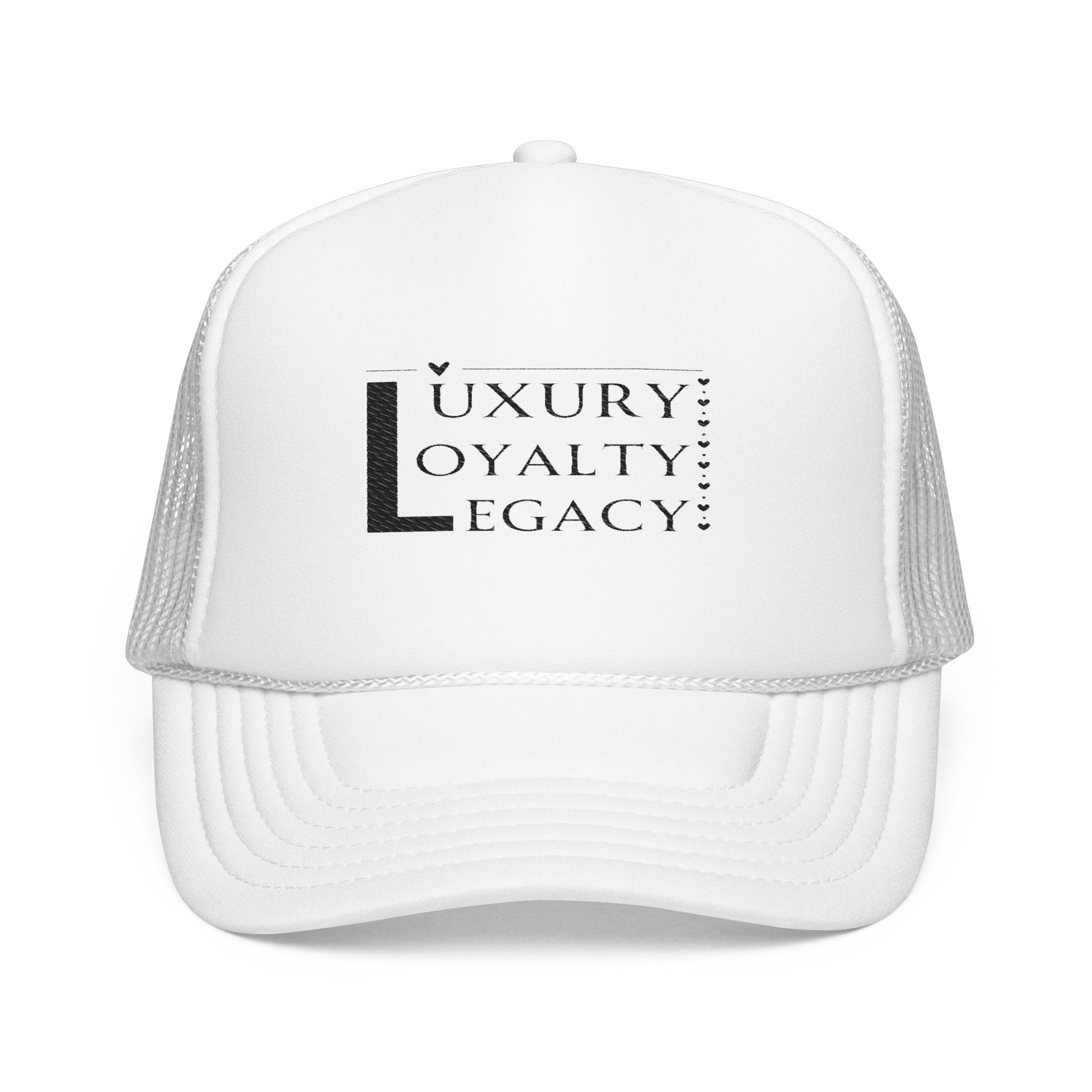 Luxury Loyalty Legacy Embroidered Foam Trucker Hat, Casual Cap, Gift for Her/Him, Trendy Outdoor Accessory, Summer Style