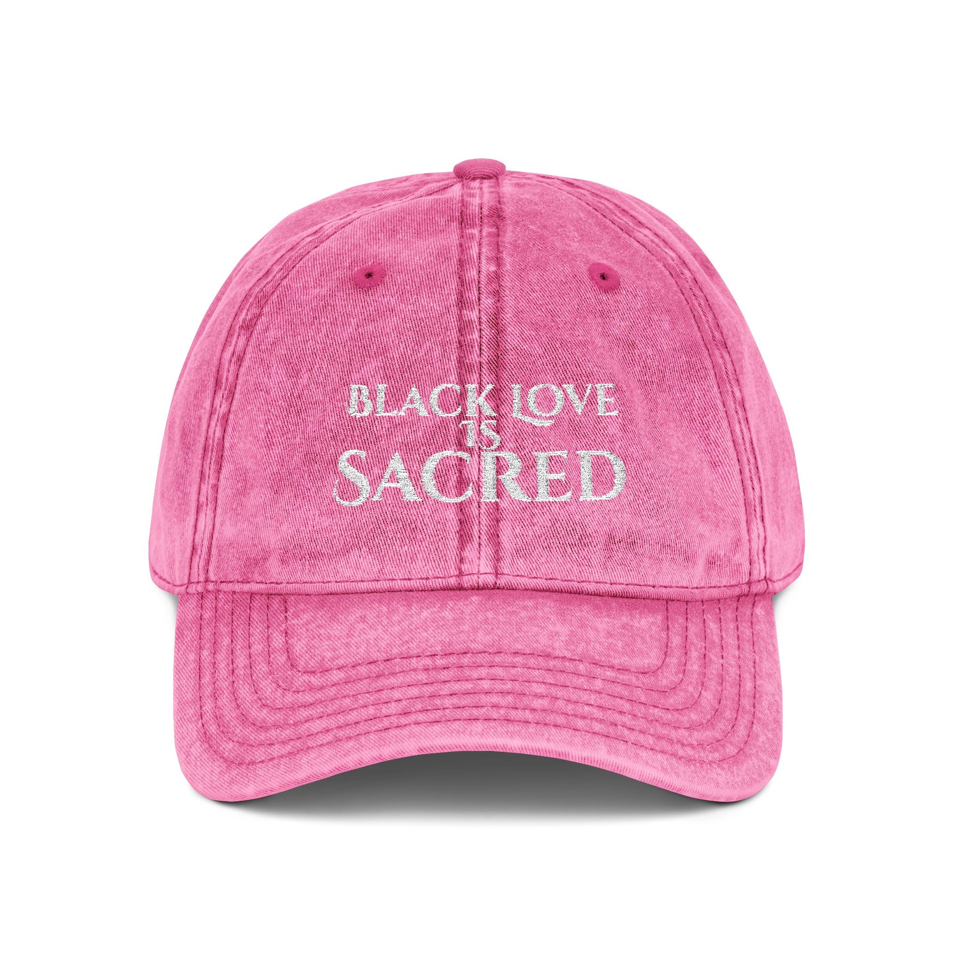 Vintage Cap with Sacred Black Love Embroidery, Stylish Hat for Empowerment, Gift for Holidays, Casual Wear, Statement Accessories