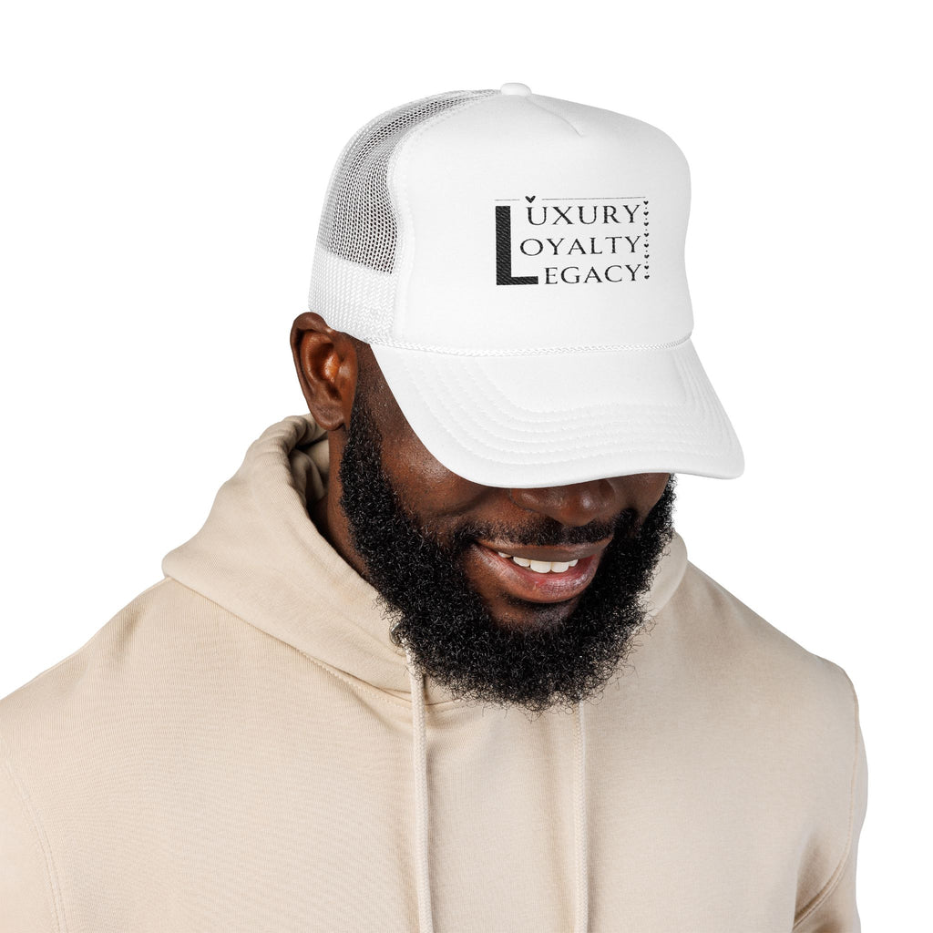 Luxury Loyalty Legacy Embroidered Foam Trucker Hat, Casual Cap, Gift for Her/Him, Trendy Outdoor Accessory, Summer Style