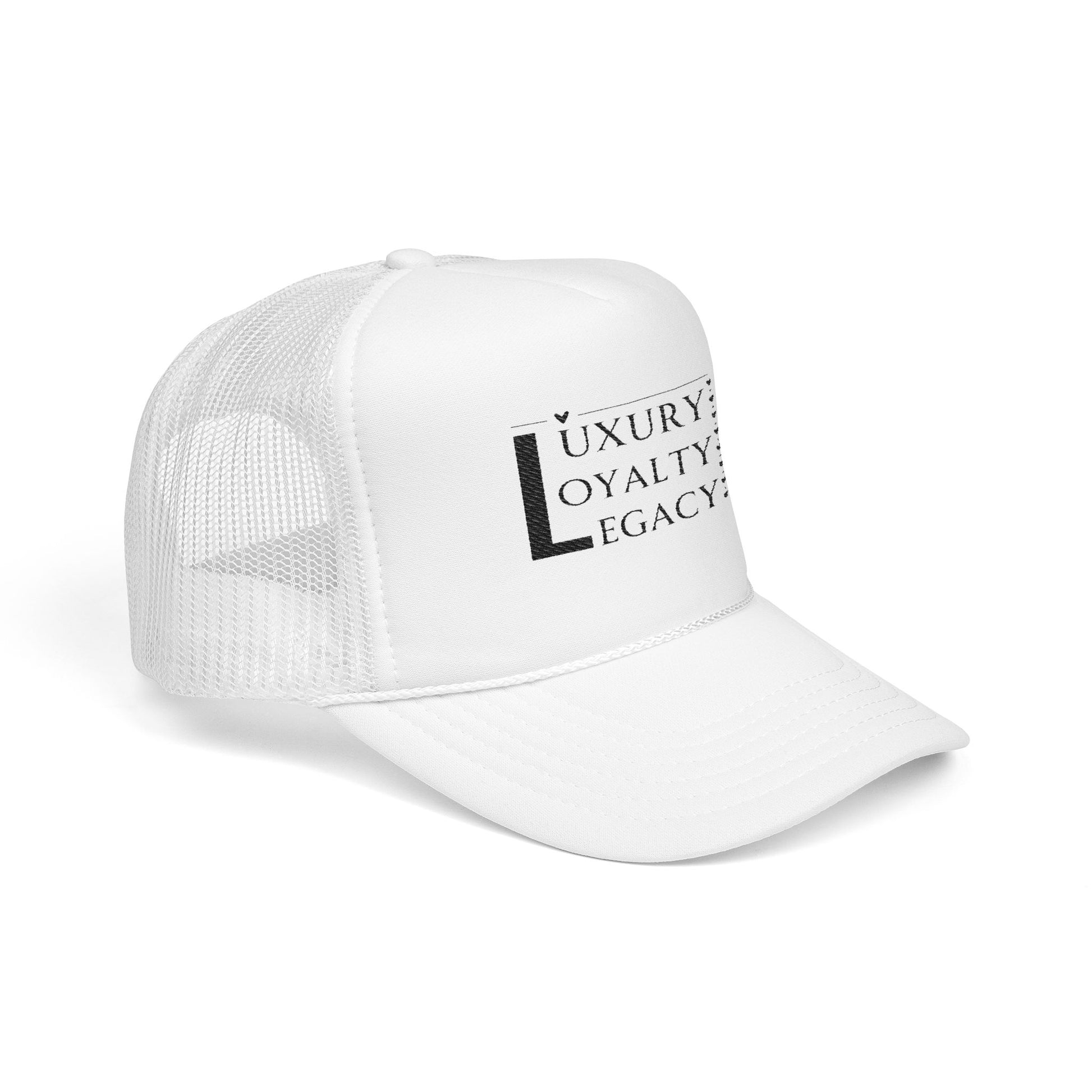 Luxury Loyalty Legacy Embroidered Foam Trucker Hat, Casual Cap, Gift for Her/Him, Trendy Outdoor Accessory, Summer Style