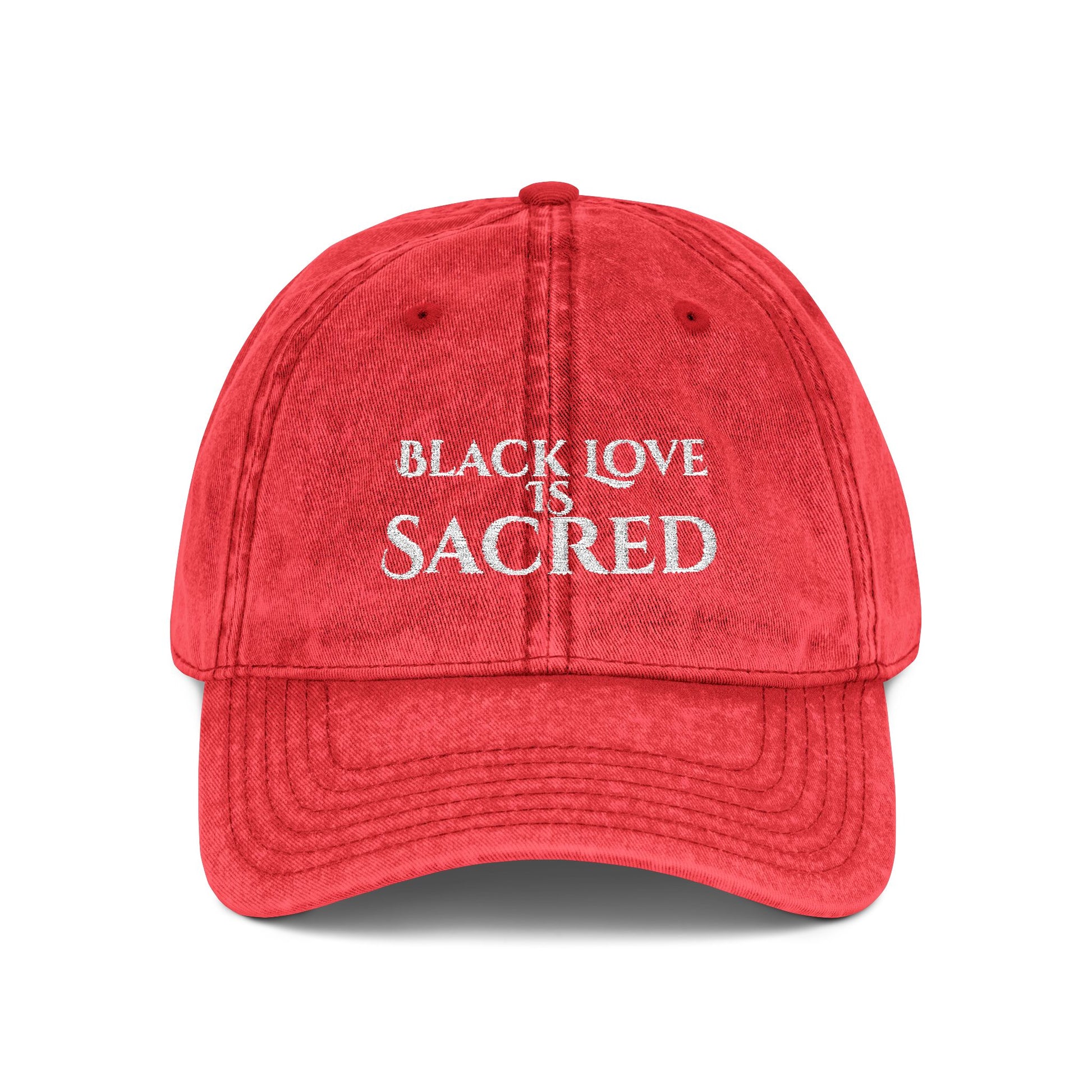 Vintage Cap with Sacred Black Love Embroidery, Stylish Hat for Empowerment, Gift for Holidays, Casual Wear, Statement Accessories