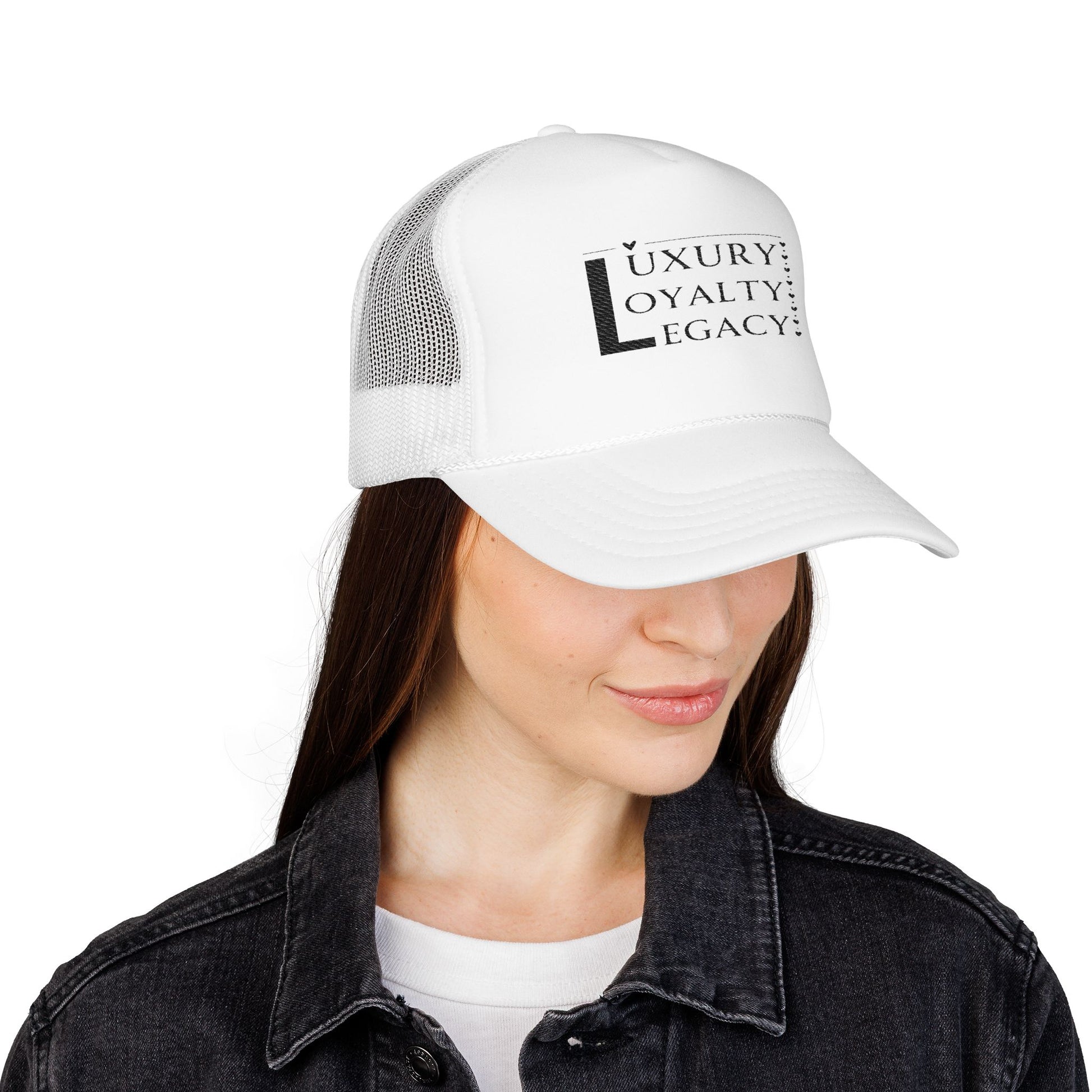 Luxury Loyalty Legacy Embroidered Foam Trucker Hat, Casual Cap, Gift for Her/Him, Trendy Outdoor Accessory, Summer Style